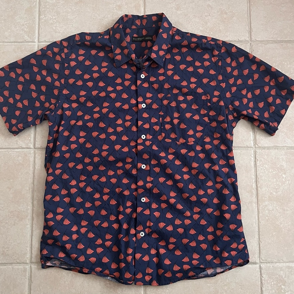 Men's Navy and Red Geometric Shirt